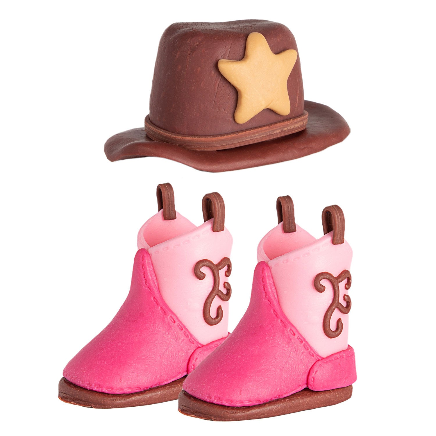 Wholesale 1 Set Cap+shoes Western Denim Hat Boots Soft Decorations Cake Ornaments
